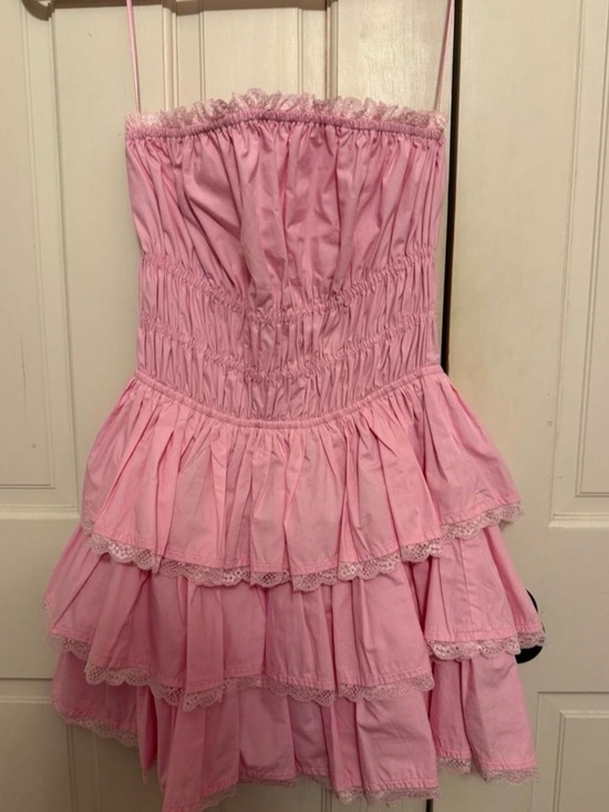 Day + Moon Dresses & Skirts - Pink Tiered Ruffle Casual Sundress with Smocked Bodice